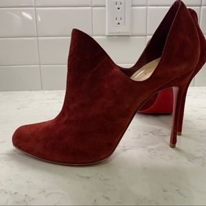Christian Louboutin Maroon/Red Suede Booties